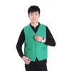 Men's Vests Work Uniform Pockets Unisex Waistcoat Slim Fit Solid Color Cashier