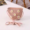 Handbags Summer Children Girls Shoulder Bag Daisy Flower Straw Bag Messenger Bag Kids Keys Coin Purse Cute Princess Mini Handbag 230626