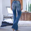 Jeans feminino feminino casual streetwear anos 90 calças largas de perna larga namorado 2023 cintura alta buraco rasgado reta mom oco calças jeans