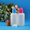 100 st 50 ml (5/3 oz) plastdropparflaskor barnsäkra kepsar tips säkra pe ånga cig vätska kgbhs