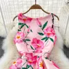 Casual Dresses High Quality Runway Summer Floral Flower Print Women's Clothes Tank Vest Party Maxi Evening Dress Femmes Vestido Robe