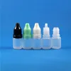 Flacons compte-gouttes en plastique de taille mixte 5 ml 10 ml 15 ml 30 ml 50 pcs chaque LDPE PE avec bouchons inviolables Liquides inviolables GOUTTES POUR LES YEUX E-CI Xfqu