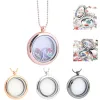 Nouveaux accessoires de bricolage chauds boîte de phase en alliage pendentif de sablage de verre rond peut ouvrir pendentif collier dames bijoux