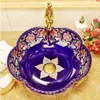 China Handmade Lavabo Washbasin pia do banheiro bacia bancada em forma de flor lavatório de cerâmica dissipador bom qtde Vklji