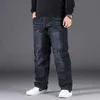 Jeans da uomo Jeans da uomo di grandi dimensioni Fascia elastica Big 10XL Oversize Vita alta Pantaloni larghi Marito Plus Size Fat Loose Bla Pantaloni di jeans maschili J230626