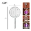 Pest Control 4 In1 Electric Mosquito Killer Fly Swatter USB Rechargeable Trap Mosquito Racket Insect Killer UV Light 3000V Bedroom Bug ZapperHKD230626