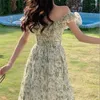 캐주얼 드레스 숙녀 섹시한 꽃 프린트 Boho 여름 드레스 여성 탄성 보헤미안 비치 Sundress Robe Vestidos 여성 NS5654