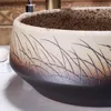 China Artístico Estilo Europeu Balcão de lavatório de porcelana pias de banheiro vaso de cerâmica tigela de pia Rhtnd