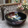 Cina Pittura classica Fiore antico Lavabo in ceramica Lavabi in porcellana dipinta a mano Lavelli da bagno Tiadx