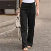 Women's Pants Women's Trousers Solid Color Elastic Waist Cotton Linen Sweatpants Casual Romper For Women