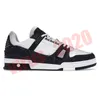 Kvinnor Mens Luxury Trainer Sneakers Designer Casual Shoes Virgil präglade blommor monogram denim blå rosa abloh vit svart run kalvläder bort jogging promenad