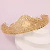 Hair Clips Hollowed Flower Design Crown For Women French Coin Luxury Arabic Bridal Accessories In Gold Color