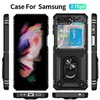 Military Protective Kickstand Cell Phone Cases for Samsung Galaxy Z Flip5 Magnetic Car Mount Protective Cover with Metal Ring Stand without Tempered Glass