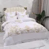 Ensembles de literie Blanc Princesse Mariage Literie Ensemble De Luxe Coton Égyptien Or Broderie Double Housse De Couette Ensemble Couvre-Lit Drap Taies D'oreiller 230625