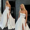 Sukienki z linii bez ramioty do stanika Bride Bone Satin Dress Weddla