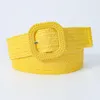 Cinture 4 cm di larghezza Versione coreana Color caramella Fibbia quadrata Cintura intrecciata in paglia PP Abito versatile elasticizzato da donna