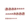 Künstliche Nägel, 24 Stück, für Damen, Zehen, quadratisch, kurz, französischer weißer Rand, gefälschte Zehennägel, vollständige Abdeckung