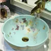 Farfalla fatta a mano Lavabo artistico Lavabo da appoggio in ceramica Lavelli da bagno Lavandino in porcellana artistica ovalebuona quantità Dlvad