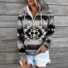 Women's Hoodies Autumn Winter Retro Western Ethnic Geometric Sweatshirt Women's Casual Vintage Loose Hooded Sweatshirts Boho Pullovers