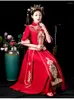 Etnisk kläder traditionell kinesisk stil brud bröllopsklänning lady mandarin krage qipao formell parti toast oriental cheongsam
