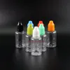 Flacone contagocce in PET da 100 pezzi 30 ml Flacone contagocce in plastica altamente trasparente a prova di bambino Squeeze Vapor Tappi colorati Vvgvl