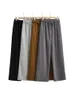 Pantaloni da donna DUOPERI Pantaloni casual da donna Chic femminili allacciati a vita alta vintage a gamba larga tinta unita