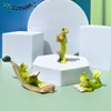 Decoratieve objecten Beeldjes Creatief Huis Tuin Leuke Kikker Kleine Decoratie Set Kawaii Dier Bloempot Decor Micro Landschap Gepersonaliseerde Hars Ambachten 230625