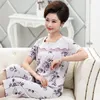 Women's Sleepwear Fashion Flower Print Pajamas Set Summer Cotton For Women Casual Home Wear Ladies Night Big Size Pijamas Pyjamas M-XXXL