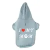 Abbigliamento per cani Abbigliamento invernale I Love My Mom Cappotto Giacca in pile per cuccioli Calda felpa per gatti Abbigliamento per animali Felpe con cappuccio per taglia piccola e media