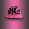 Cappelli a tesa avara Cappello da pescatore all'uncinetto in paglia rossa rosa giapponese Donna Primavera Estate Cappelli da spiaggia parasole casual Cappellino da pescatore cavo pieghevole 230626