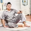 Vêtements de nuit pour hommes ensemble de pyjamas en Satin de soie pour hommes Plus 7XL vêtements de maison d'été printemps homme pyjama ensembles vêtements vêtements de détente pour hommes