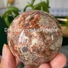 Rare Unique Fortune Money Coin Agate Sphere Decor Beautiful Indonesian Blood Stone Jasper Orb Healing Energy Natural Druzy Quartz Crystal Ball Reiki Abundance Gift