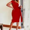 Casual Dresses Sexy For Women One Shoulder High Waisted Bodycon Mid Calf Elegant Ladies Birthday Party Dinner Vestidos Mujer Dress