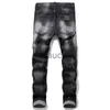 Jeans pour hommes Européen Italie Hommes Marque De Mode Jeans Pantalons Hommes Slim Jeans Patchwork Lettre Moto Biker Jeans Pantalon Bla Hole Jeans pour Hommes J230626