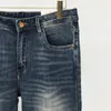 Mäns jeans lyxmärke H 2023 Summer Fashion Blue Washed Male Pants Top Quality Pure Cotton Denims Trousers 230625