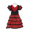 Stage Wear Kinderdansjurk voor meisjes Traditionele Spaanse Flamenco Baby Klassieke Flamengo Zigeunerstijl Rok Stierengevecht Festival Ballroom Rood