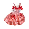 Girl Dresses Toddler Kids Baby Girls Plaid Bow Lolita Princess Dress Clothes Winter Size 6 Years