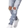 Męskie dżinsy męskie farba Zakryta farba Butt -Button Fly Zipper Hip Hop High Street Skinny Denim Jeans J230626