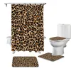 Douchegordijn Luipaard Print Cheetah Art Patroon Douchegordijn Toilet Seat Cover Set Wc Accessoires Mat Badkamer Decor BadgordijnenHKD230626