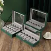 Cases 6/10/12 Slot New Green Watch Storage Box Transparent Glass Skylight Watch Display Watch Organizer Box Best Gift Display