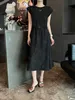 Basic & Casual Dresses designer 23ss summer dressedress womens clothing New shoulder pad patchwork color elastic besleeveless dress quality TBQR