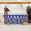 Azul e branco Jingdezhen fábrica diretamente à mão lavatório de bancada de cerâmica Eulso