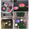 Decoração de lagoa simular lírio d'água com flor de 2 camadas, tanque de peixes, decoração de piscina, flor de lótus artificial flutuante 18 cm/28 cm