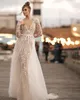 Berta Lace Wedding Dresses for bride V Neck Long Sleeves Wedding Dress vestidos de novia Backless Appliques designer bridal gowns