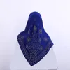 Hijabs 105*105cm Square Hijab Chiffon Scarves Rhinestones Headwrap For Muslim Women Fashion Headscarves Ramadan Veil Islam Clothing 230626