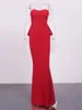 Casual Dresses Strapless Sleeveless Evening Maxi Dress Ruffled Tierred Prom Gown Bridesmaids Black Red