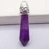 Pendant Necklaces 8x38MM Purple Crystal Stone GEM Pillar Jewelry S214