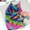 Stitch Homfun Diamond Painting Cross "Animal Color Cat" 5d DIY Diamond Brodery Full Square / Round Round Rhume of Picture