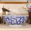 Jingdezhen Ice Plum Blossom Design Ceramic Sink Blue Wash Basin for Hote and Homehigh quatity nhdfd