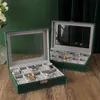 Case 6/10/12 Slot Nuovo scatola di archiviazione Green Watch Box trasparente Sliping per orologio per orologio Organizzatore Best Visualizzazione regalo